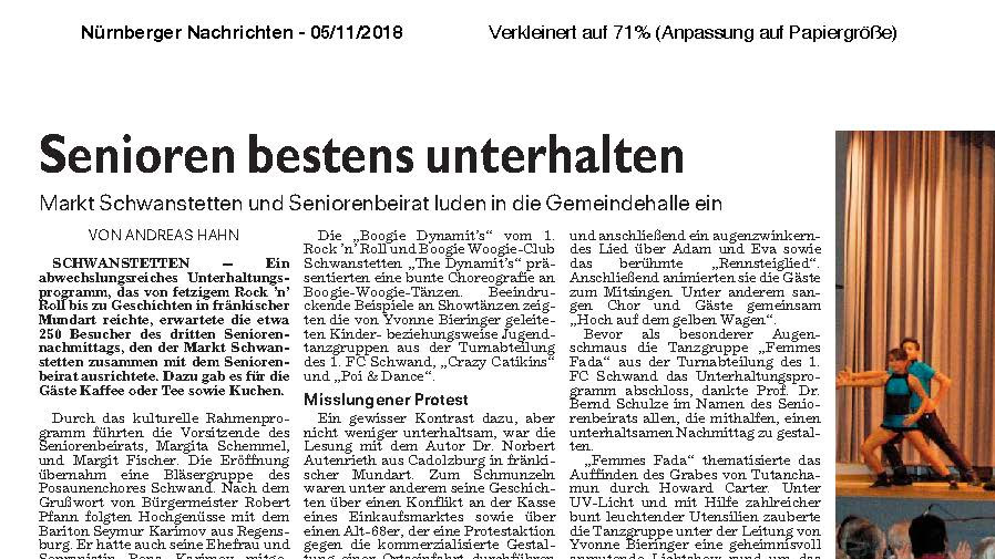  Abfotografierter Pressetext aus den Schwabacher Nachrichten. 